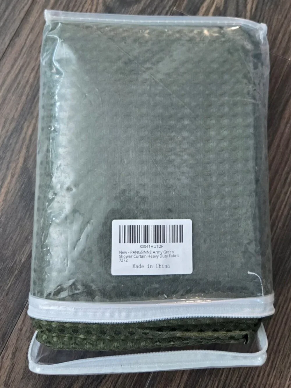 Traditional Style Woven Polyester Forest Green Shower Curtain w/ Hooks NWT